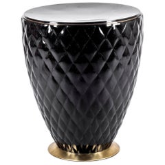Coco Stool in Black Pen Shell and Bronze-Patina Brass by Kifu Paris