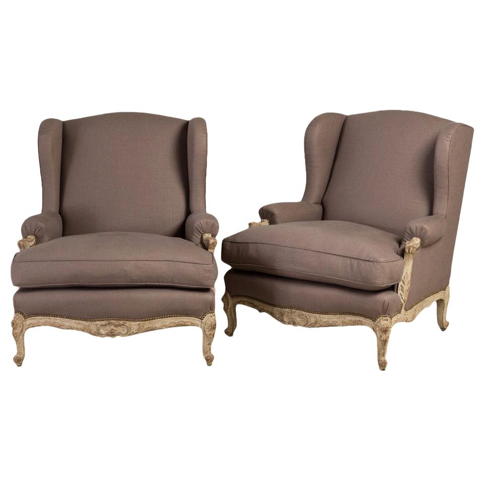 Late 19th Century Oversized Pair of French Armchairs For Sale