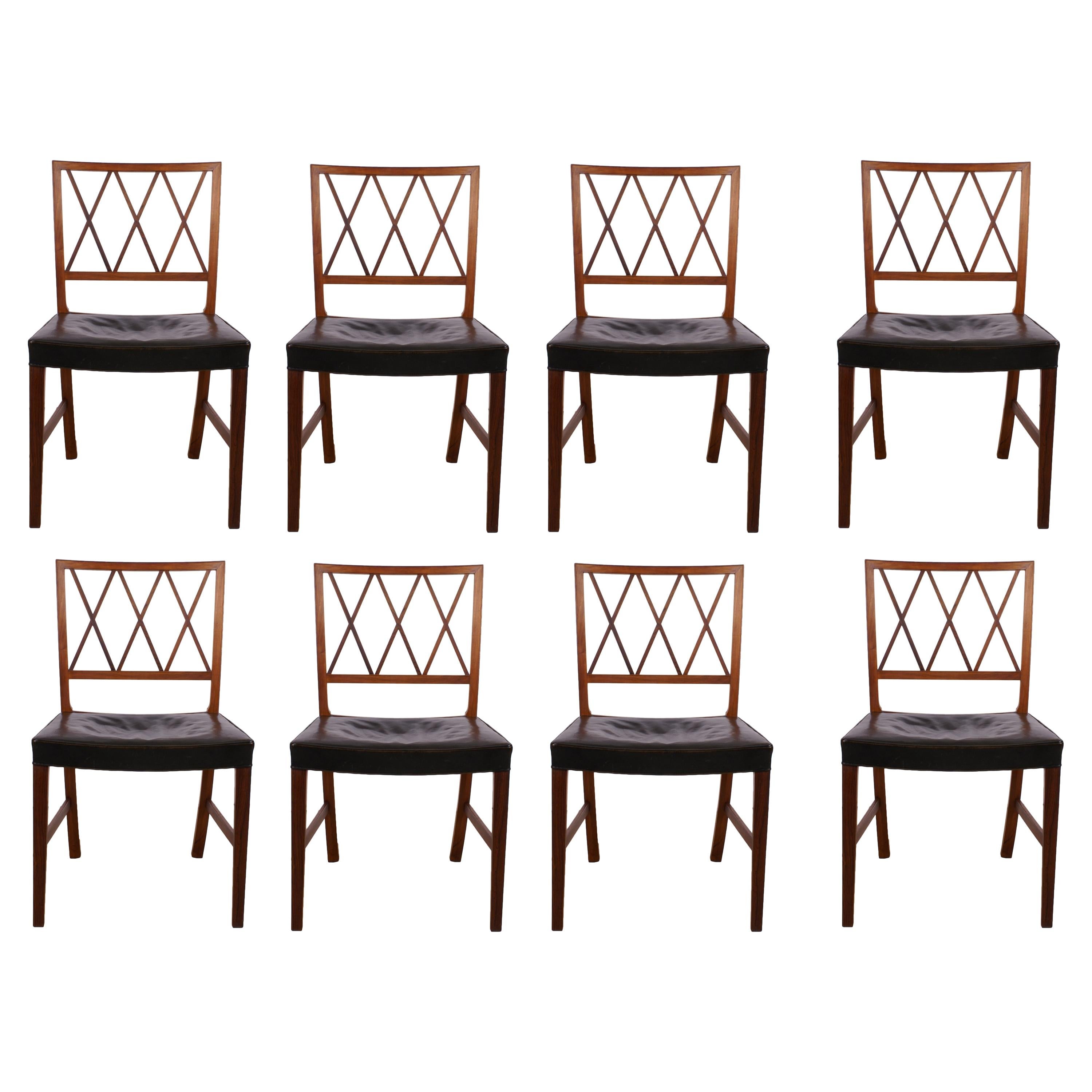 Ole Wanscher Set of 8 Dining Chairs, Rosewood by Cabinetmaker A.J. Iversen, 1942