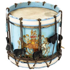 Used Military Drum with British Royal Coat of Arms, Late 19th Century