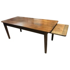 19th Century Cherry Dining Table with Bread Slide and One Drawer