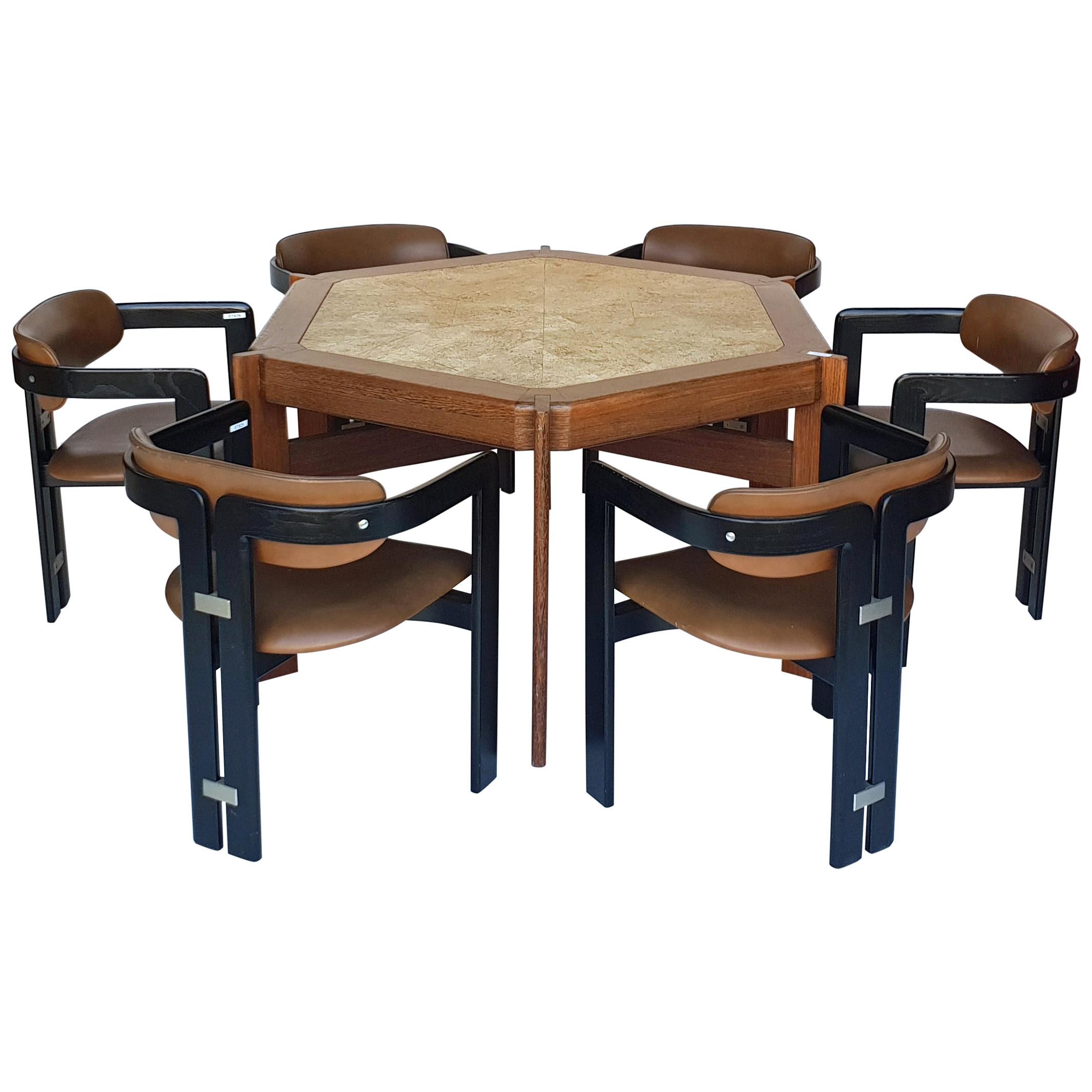 Set of Six Augusto Savini Chairs And Mid-Century Modern Table, 1965