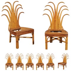 Jaw-Dropping Set of 12 Custom Made Palm Frond Dining Chairs, circa 1950