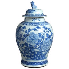 18th Century Blue and White Porcelain Vase and Cover