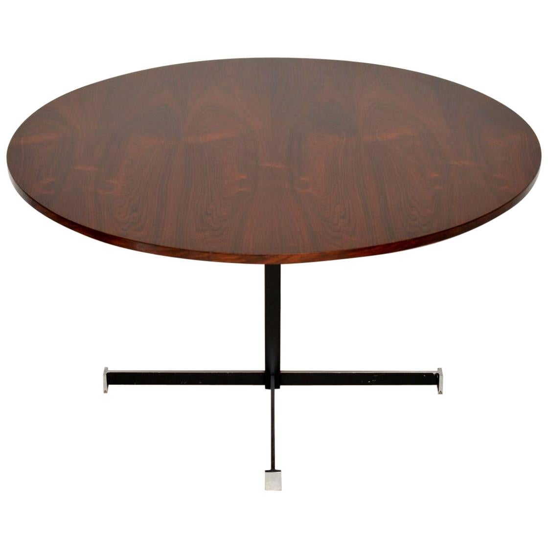 1960s Wood and Chrome Circular Dining Table