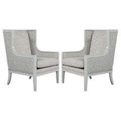 Pair of Modern Wing Chairs in Designer Grey by Carrocel