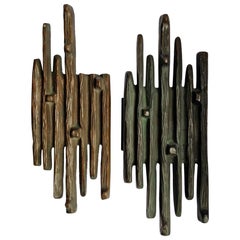 Brutalist Bronze Pair of Push and Pull Door Handles