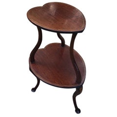 19th Century Mahogany Inlaid Heart Shaped Occasional Table with Two Tiers