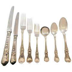 Coburg CJ Vander English Sterling Silver Flatware Set 12 Service Dinner 98 Pcs