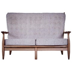 Guillerme and Chambron Midcentury Solid Oak Sofa for Votre Maison, 1975