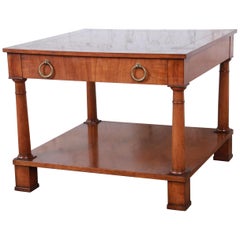 Baker Furniture Neoclassical Walnut and Burl Wood Side Table