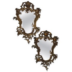 French Victorian Beveled Mirrors with Elaborate Baroque Style Bronze Frames