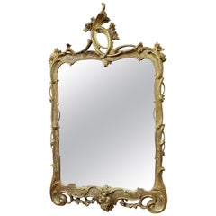 19th Century European Carved Wood and Gesso Rococo Style Gilt Frame Mirror