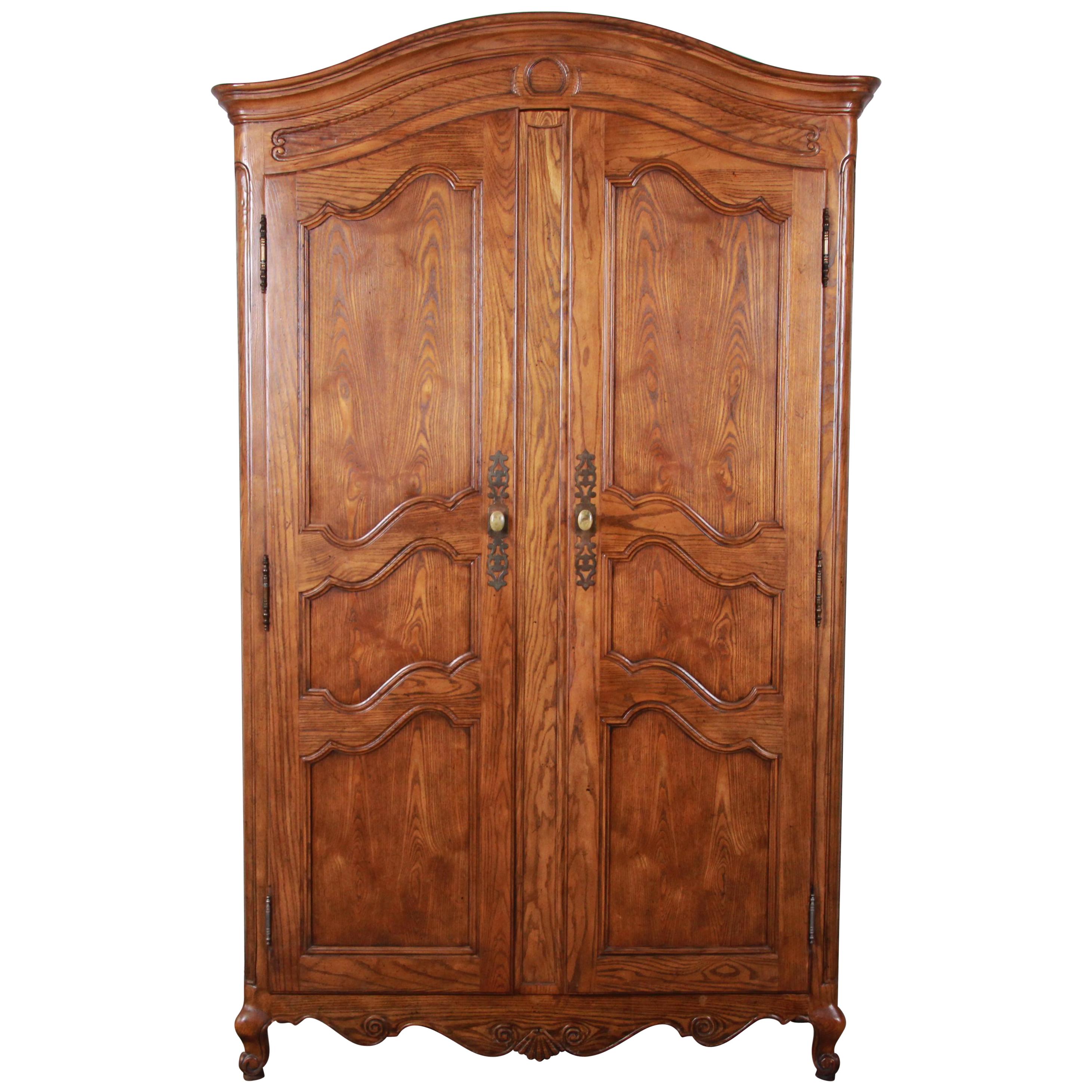 Baker Furniture Country French Louis XV Style Oak Armoire Dresser