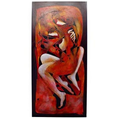 Contemporary Modern Monumental Claude Gaugy Large Red Painting Titled Protection