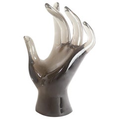 Giant Hand Sculpture in Smoke Lucite