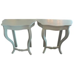 Pair of French 19th Century Small Painted Wood Two-Legged Console Tables