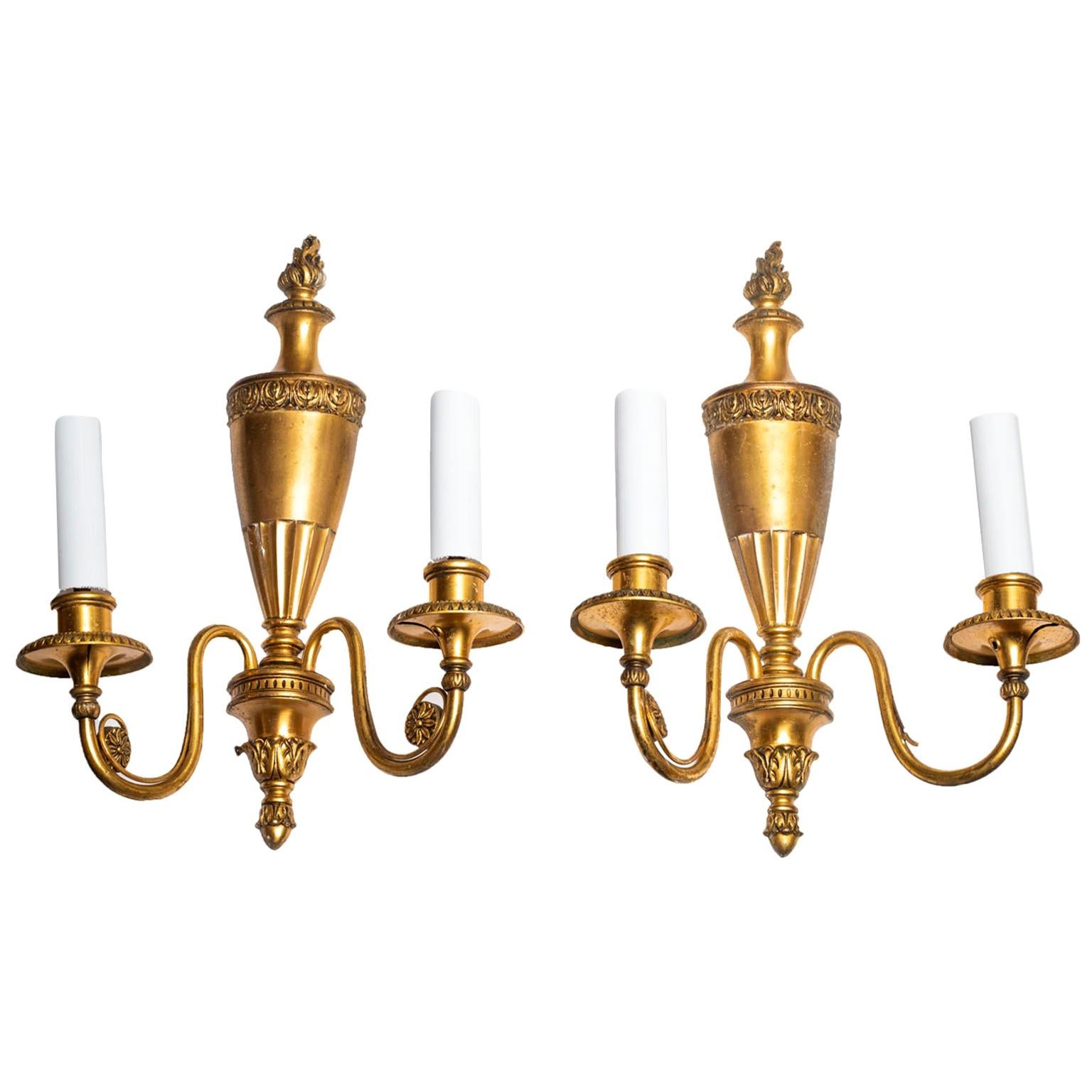 Four Pairs of Adam Style Bronze Sconces Attributed to Caldwell