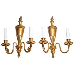 Vintage Four Pairs of Adam Style Bronze Sconces Attributed to Caldwell