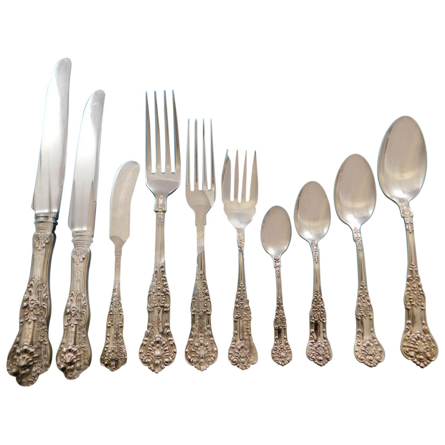 Queens by Birks Canada Sterling Silver Flatware Set Service 90 Pieces Dinner