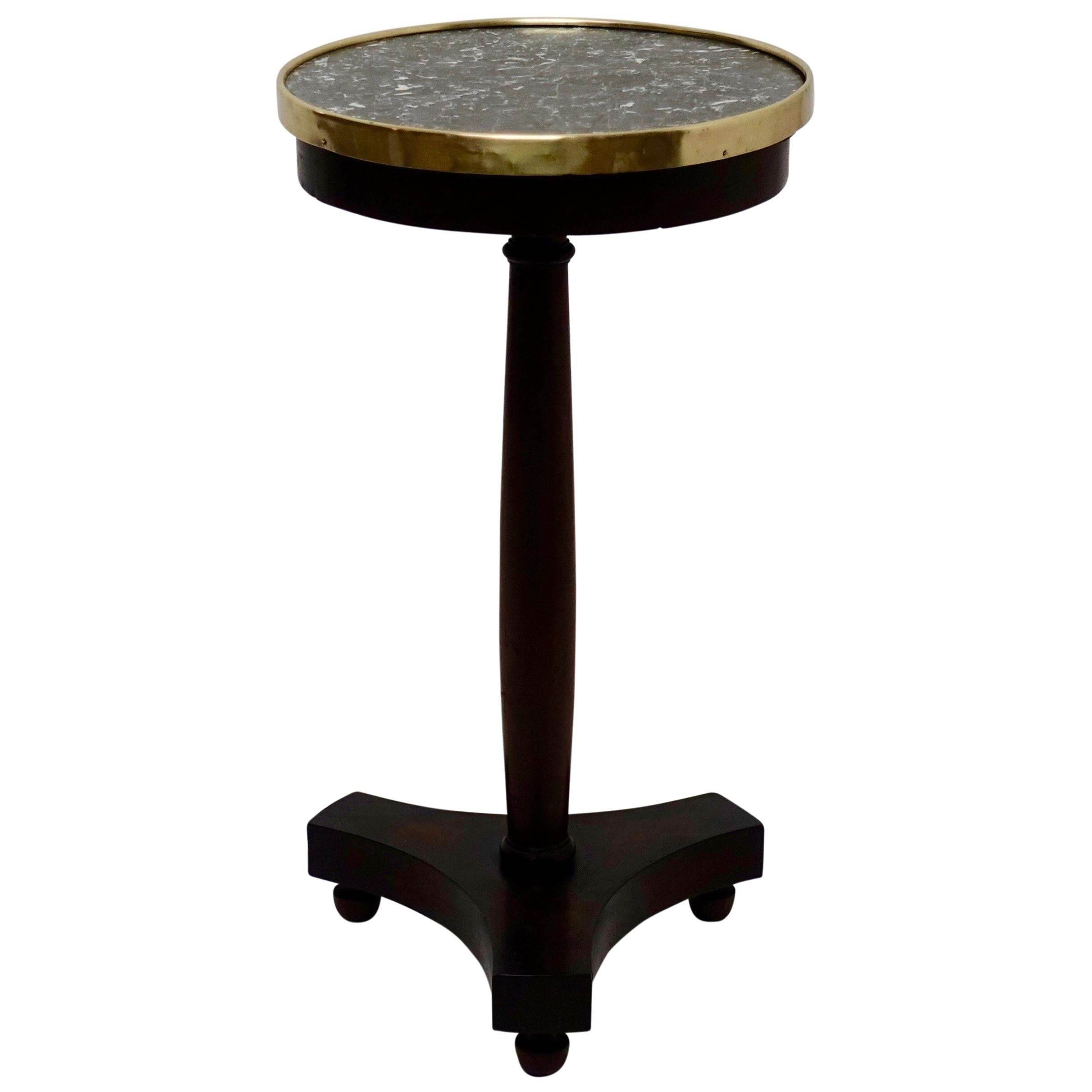 French Empire Style Mahogany and Marble Candle Stand Side Table, circa 1840