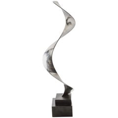 Modernist Abstract Twisting Ribbon Sculpture in Chromed Metal