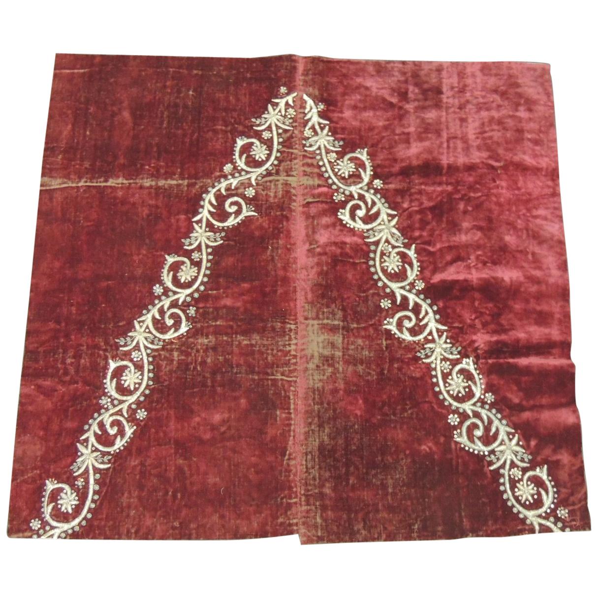 19th Century Ottoman Empire Persian Silver Metallic Threads Embroidered Textile