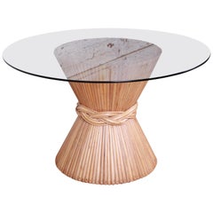 McGuire Sheaf of Wheat Bamboo Pedestal Dining Table