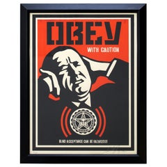 Framed Obey with Caution by Shepard Fairy Obey Giant Screenprint 73/250