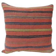 Vintage Colorful Turkish Stripes Woven Grain Sack Square Decorative Pillow