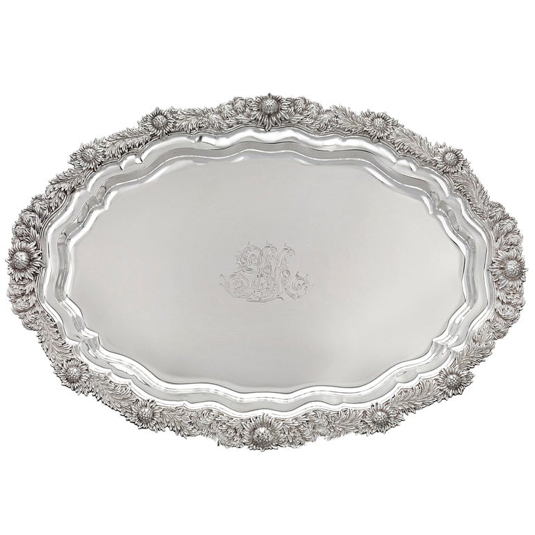 Tiffany and Co. Chrysanthemum Silver Serving Tray at 1stDibs
