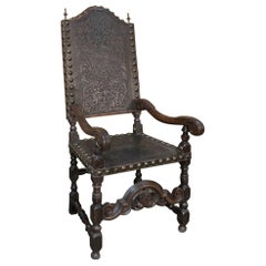19th Century Spanish Embossed Leather Armchair