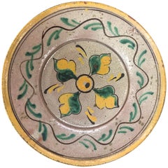 Vintage Guatemalan Majolica Ceramic Plate Four Leaves