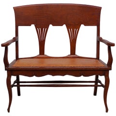 Edwardian Two-Seat Bench with Fan Shaped Backrest