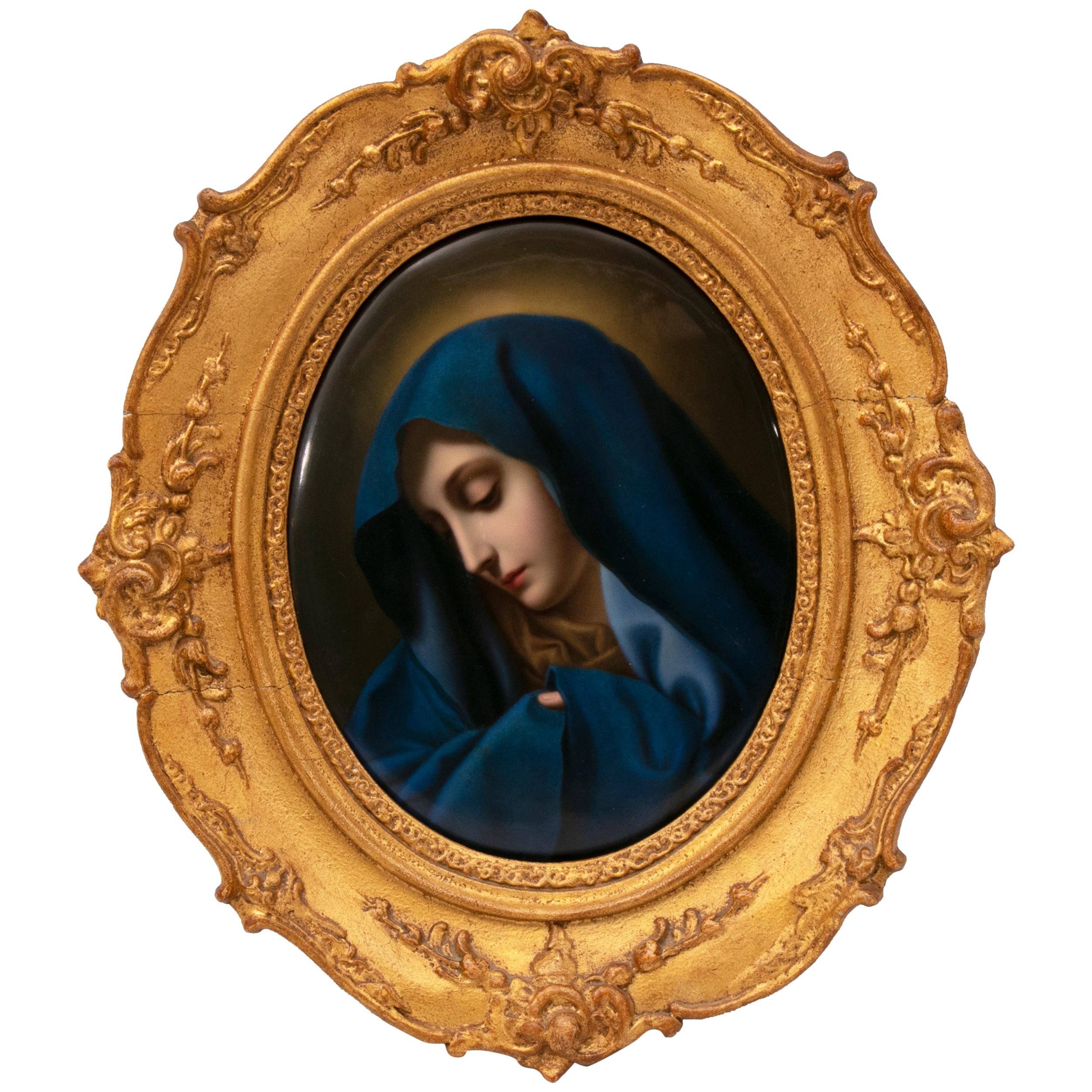 KPM Berlin Oval Porcelain Plaque with Image of Madonna, circa 1830