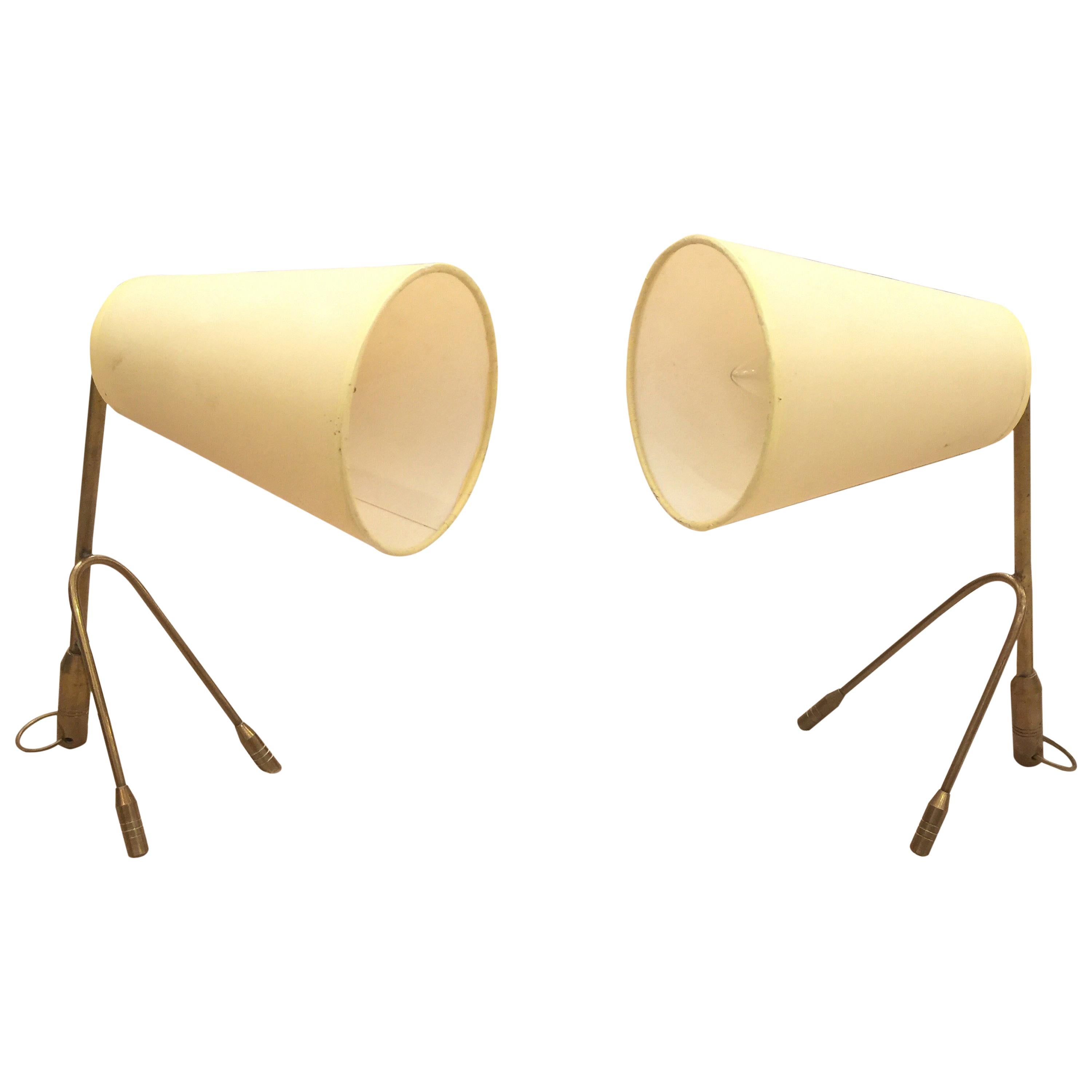 Boris Jean Lacroix: Original-Vintage-Messinglampen, Paar im Angebot
