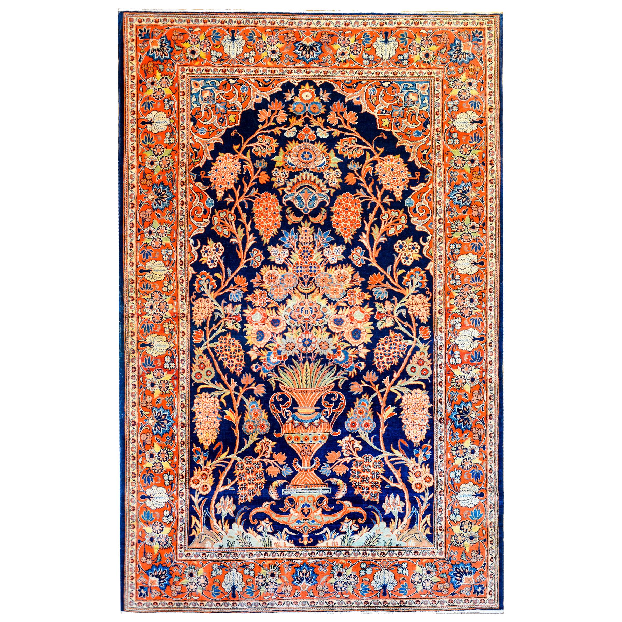 Gorgeous Early 20th Century Kashan Prayer Rug For Sale
