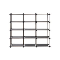 Stick System, Dark Ash Shelves with Black Poles, 3x5