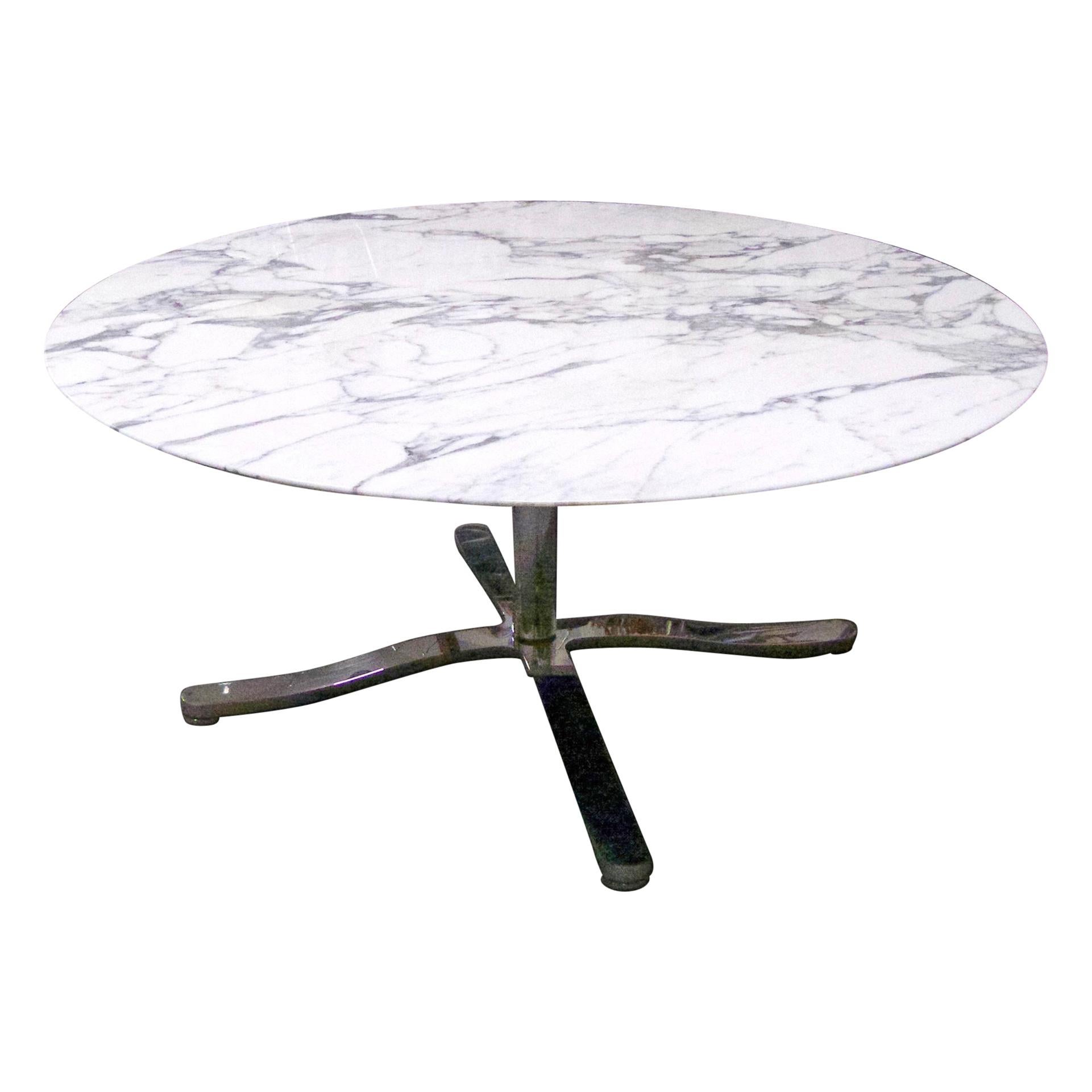 Monumental Nicos Zographos 5' Round Calacatta Marble Dining or Conference Table 