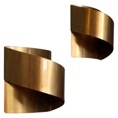 Vintage Swedish Brass Wall Lamps "Band" by Peter Celsing, 1960s