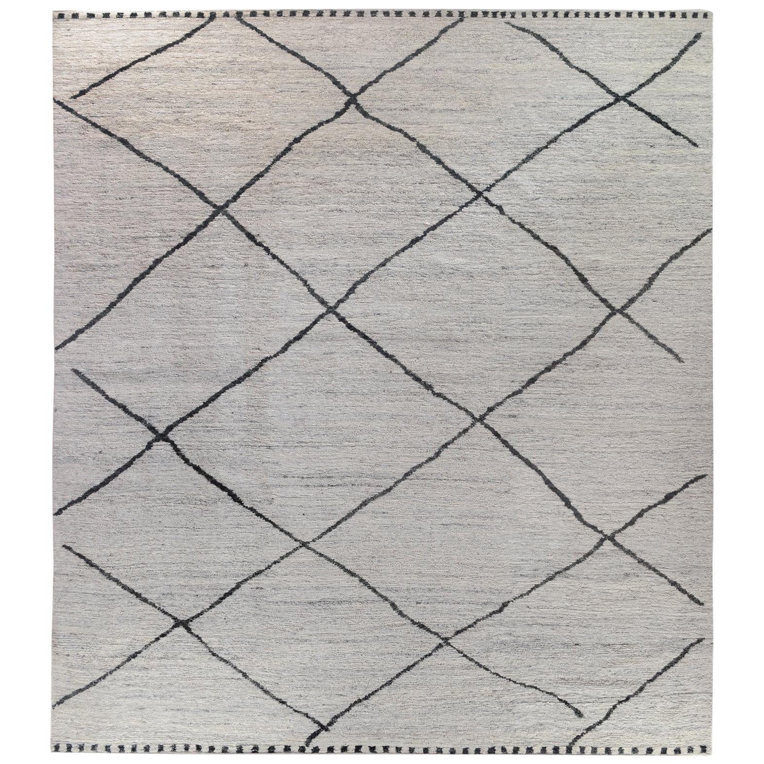 Grey Moroccan Diamonds Design Rug For Sale