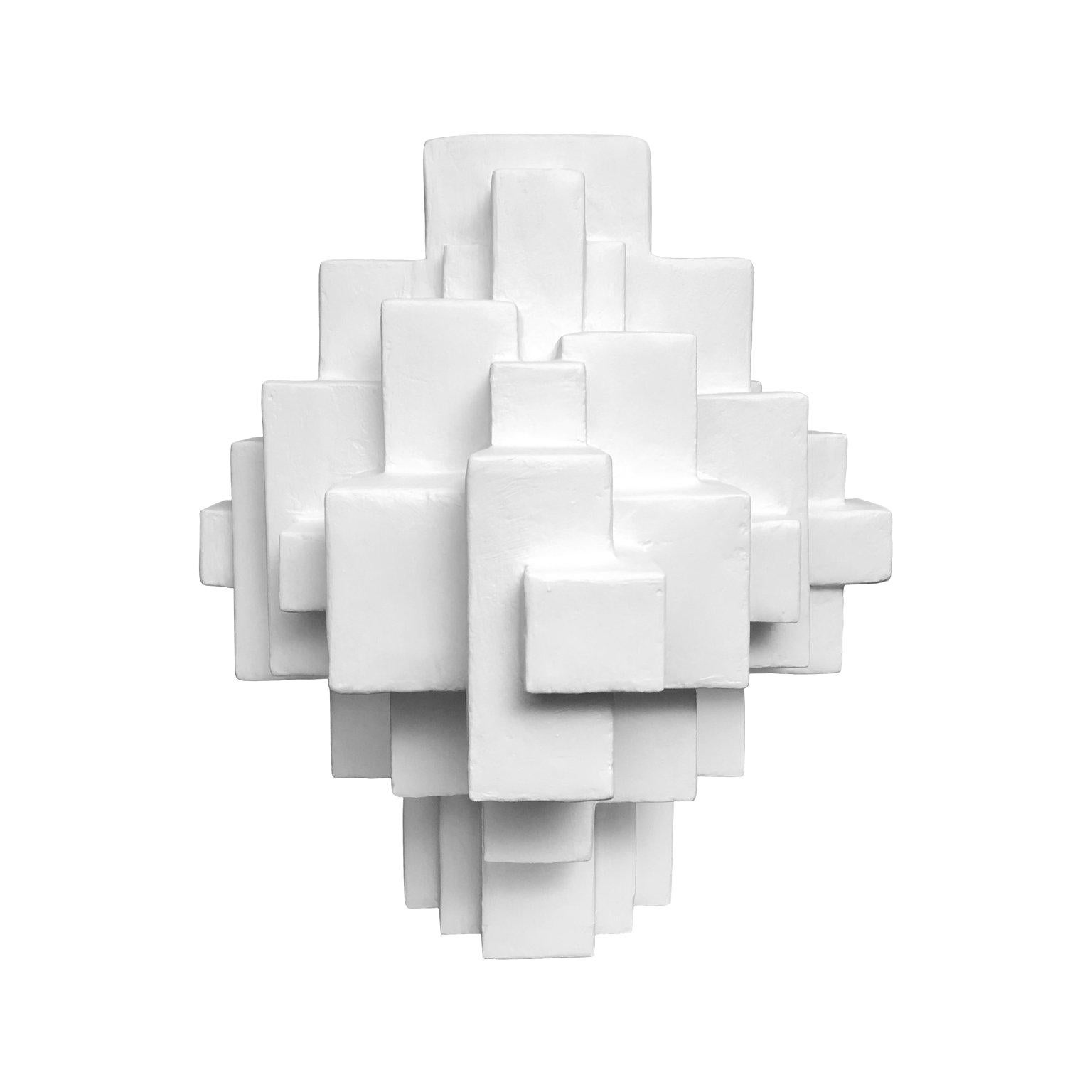 "Composition 11.2" Table Sculpture in White Finish by Dan Schneiger For Sale