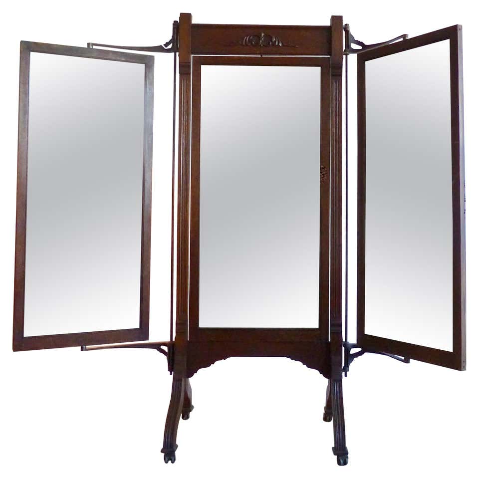 Unusual tri-fold stand up antique mirror at 1stdibs