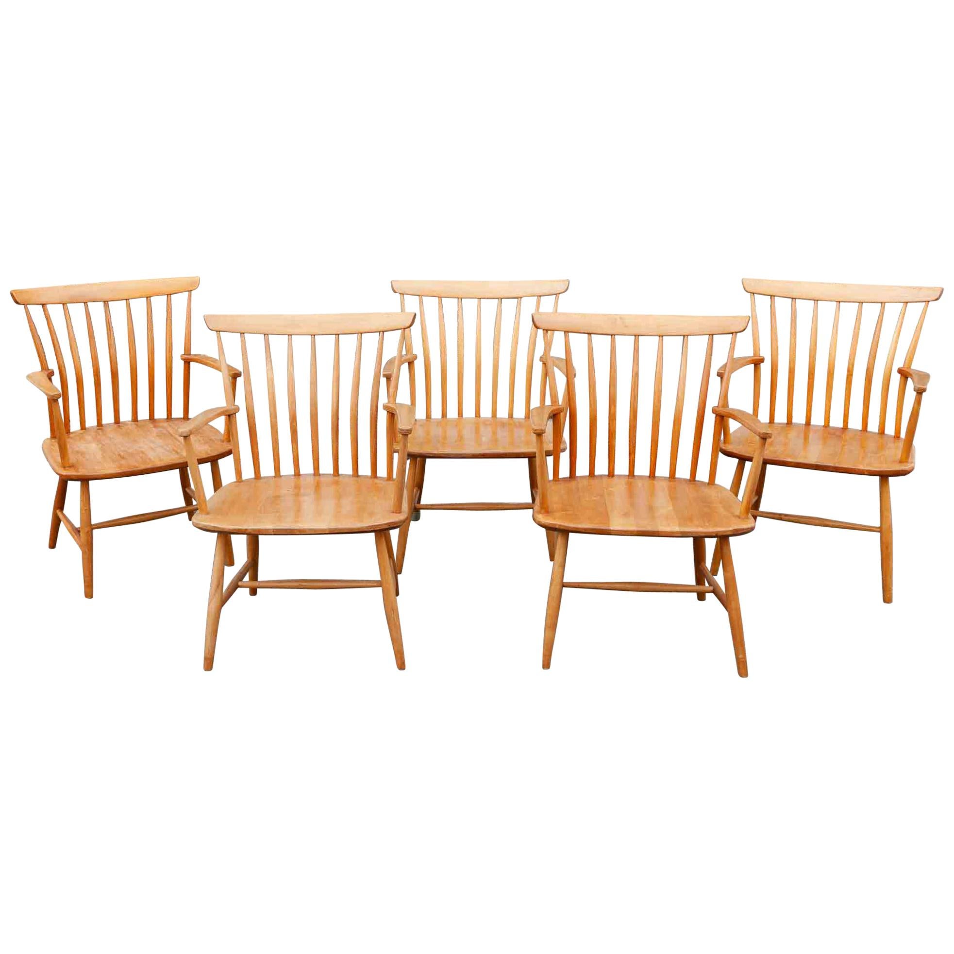 Five 1950s Swedish Bentwood Beech Armchairs by Bengt Akerblom for Akerblom