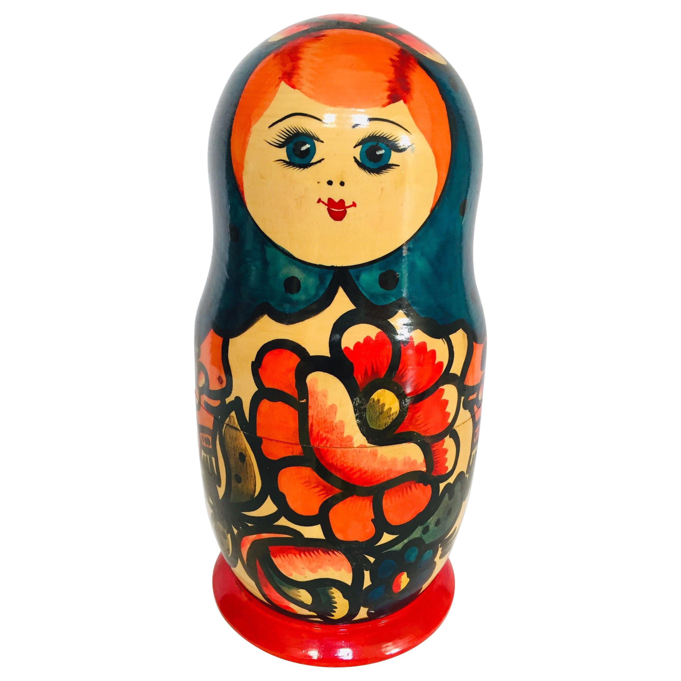 Hand Painted and Carved Nesting Matryoshka Russian Dolls