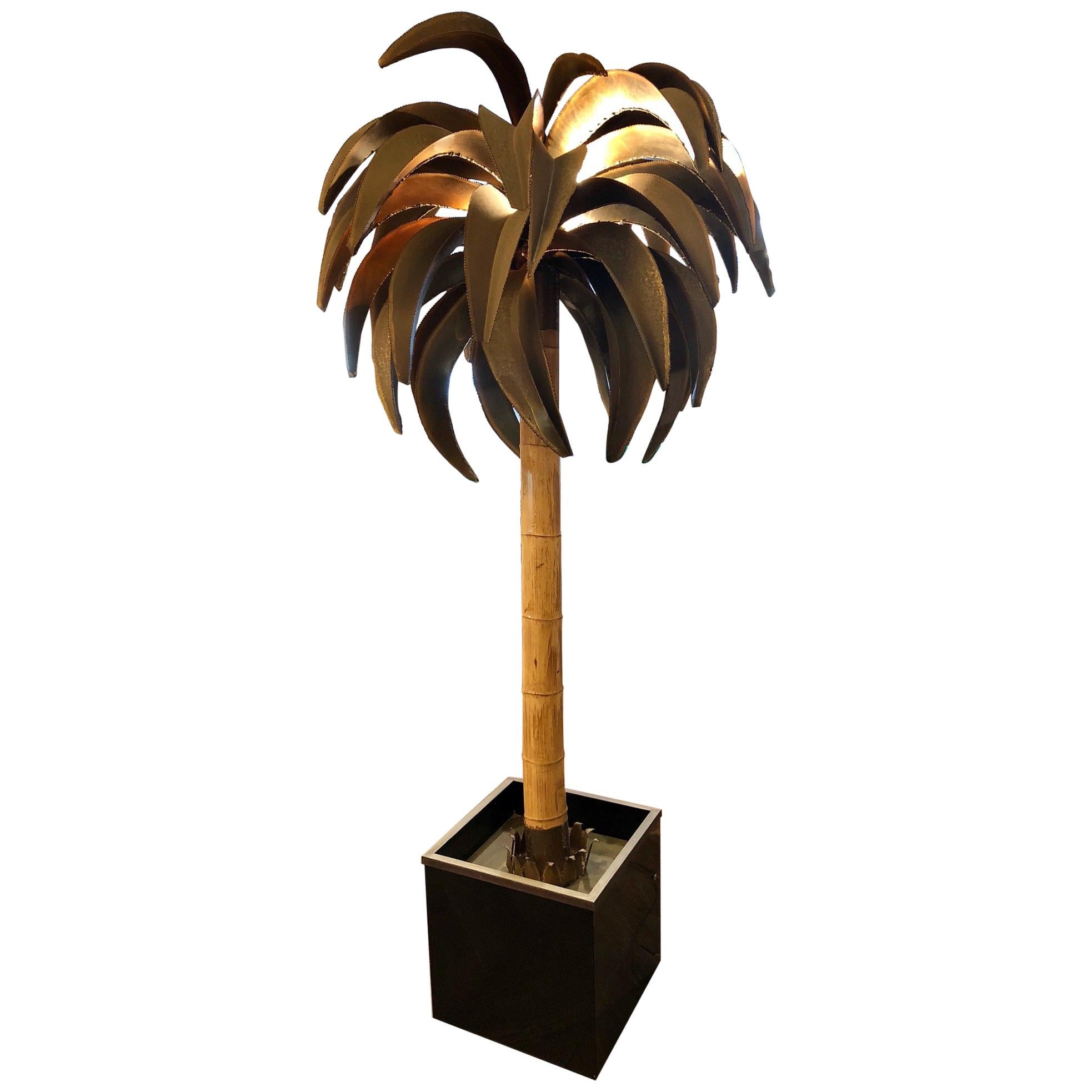 Maison Jansen, Tall Palm Tree Floor Lamp, Paris, circa 1960s