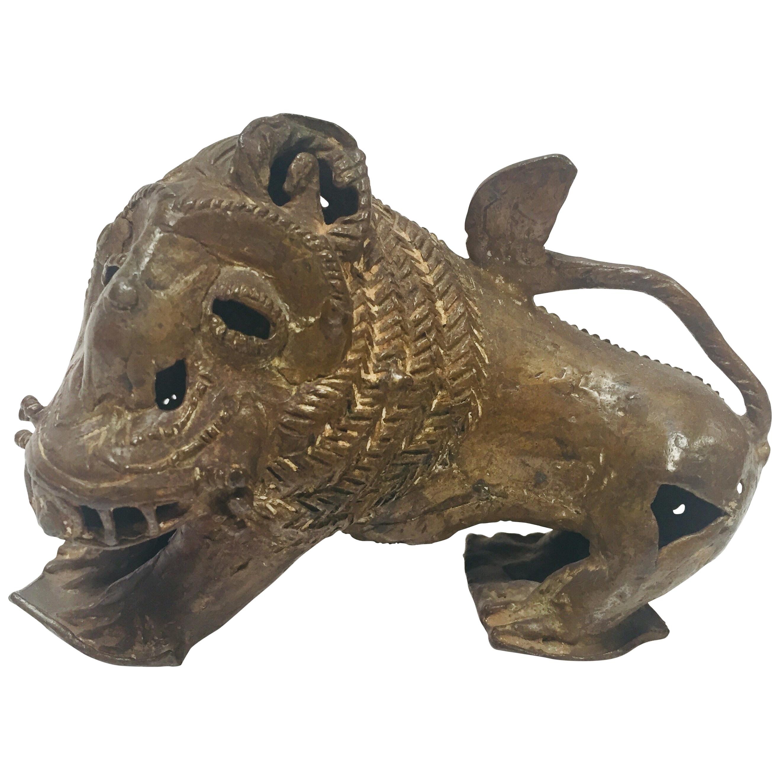 Antique Bronze of a Mythical Lion Beast