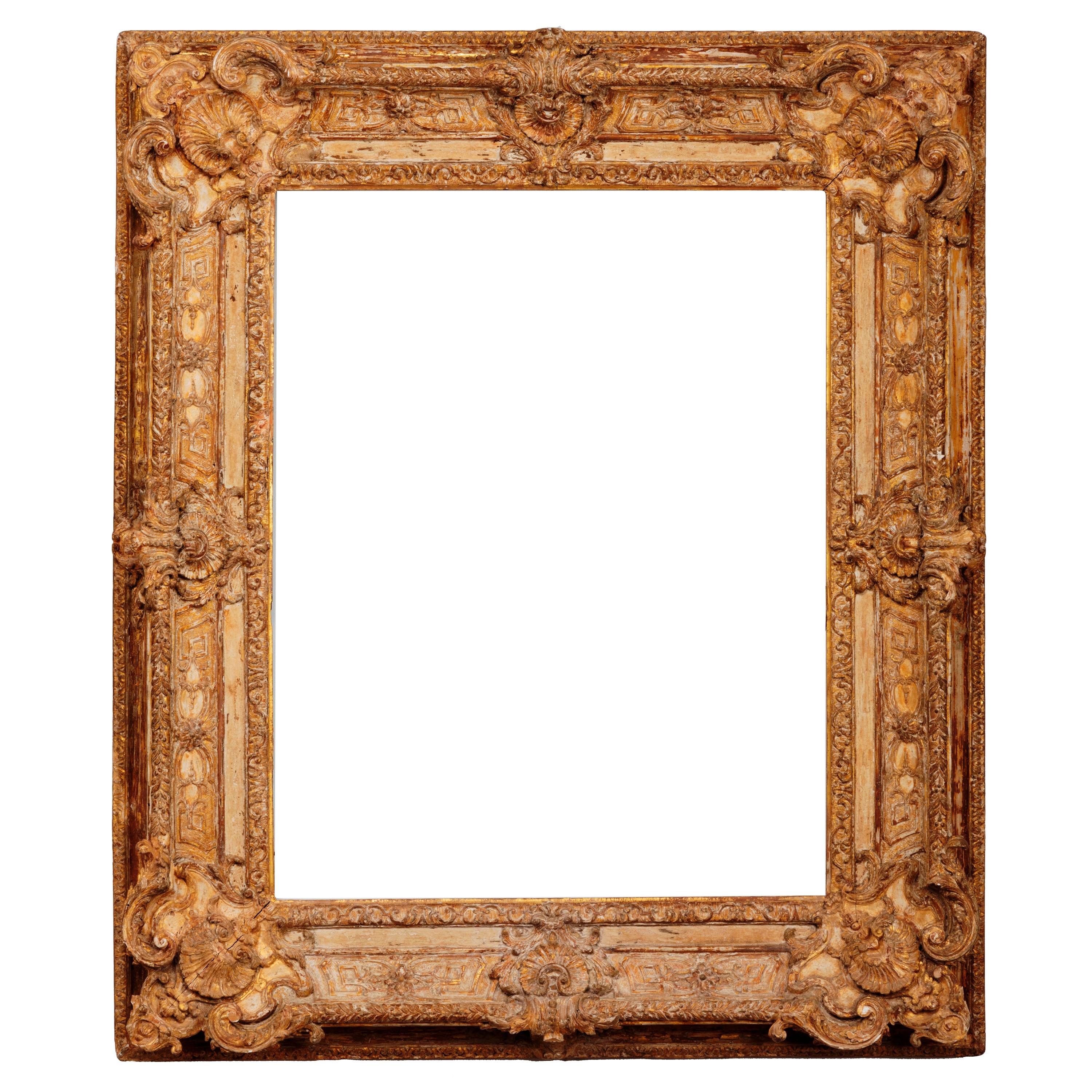 Exceptional French Regence Period Carved and Giltwood Mirror, Frame, France For Sale