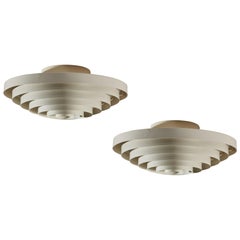 Two Flush Mount Ceiling Lights by Lisa Johansson-Pape for Orno