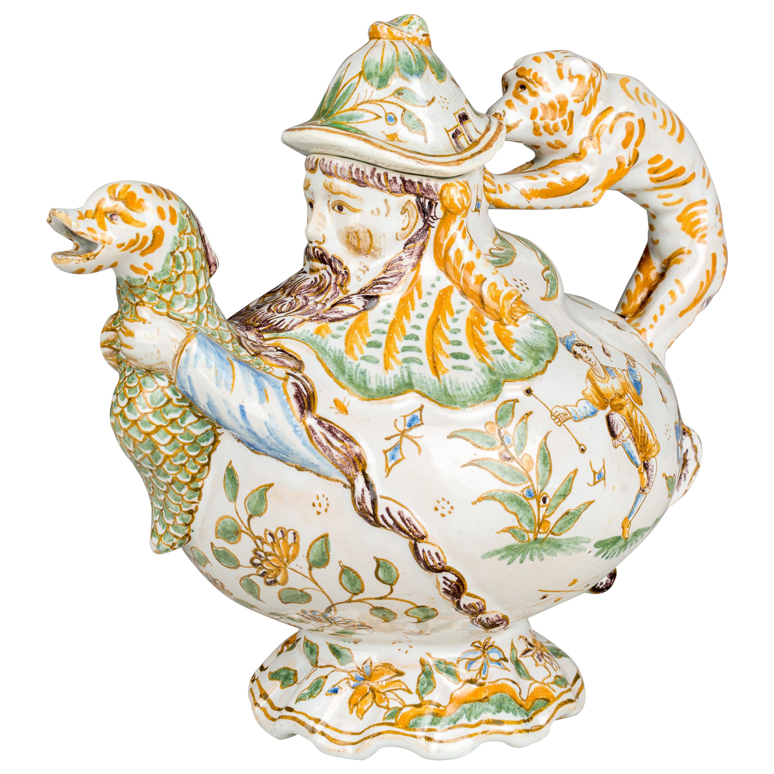 18th Century French Moustiers Faience Teapot